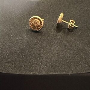 Gold Coin Stud Earrings